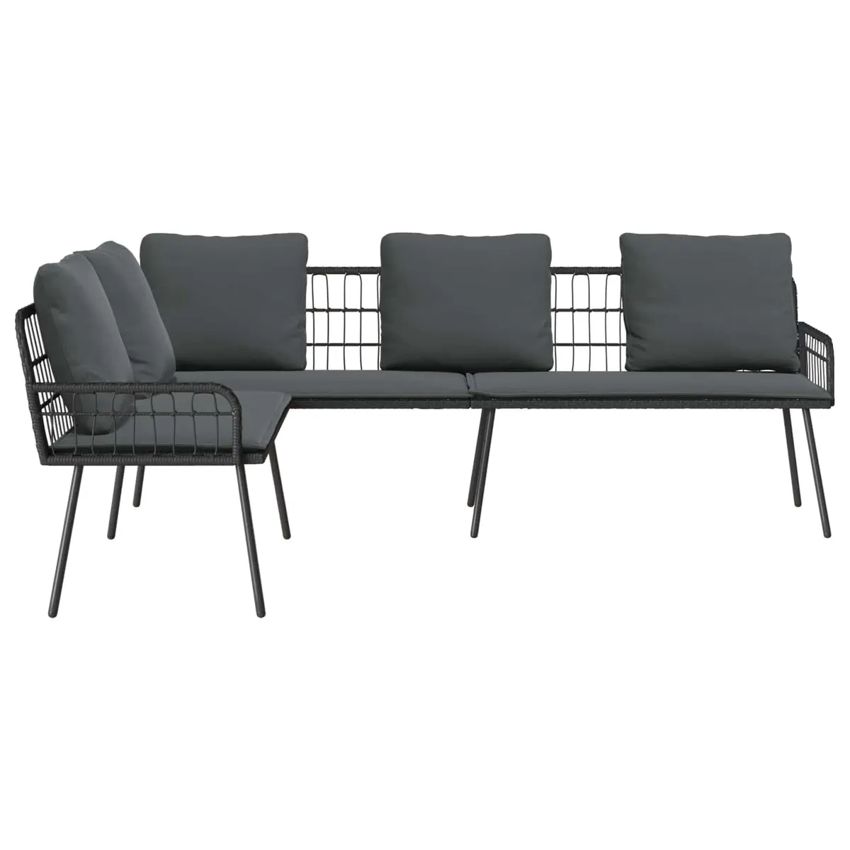 Outdoor Sofa L-Shaped Garden Seating Patio Furniture Steel Frame with Cushion