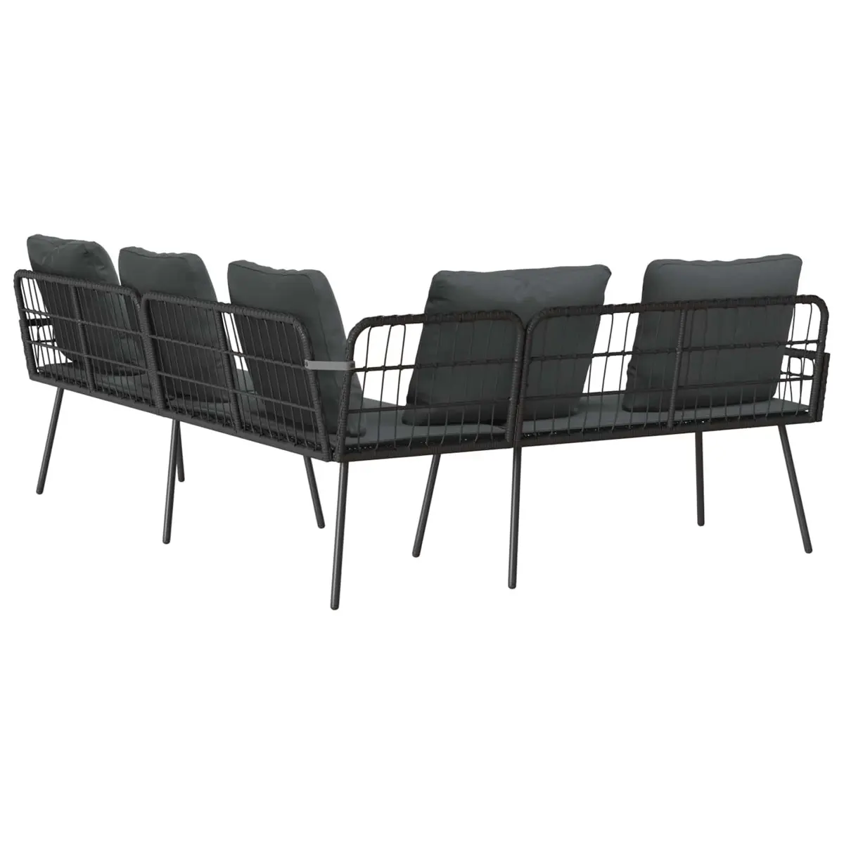 Outdoor Sofa L-Shaped Garden Seating Patio Furniture Steel Frame with Cushion