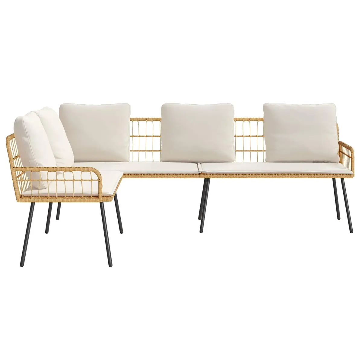 Outdoor Garden Sofa L-Shaped 5-Seater Steel Frame