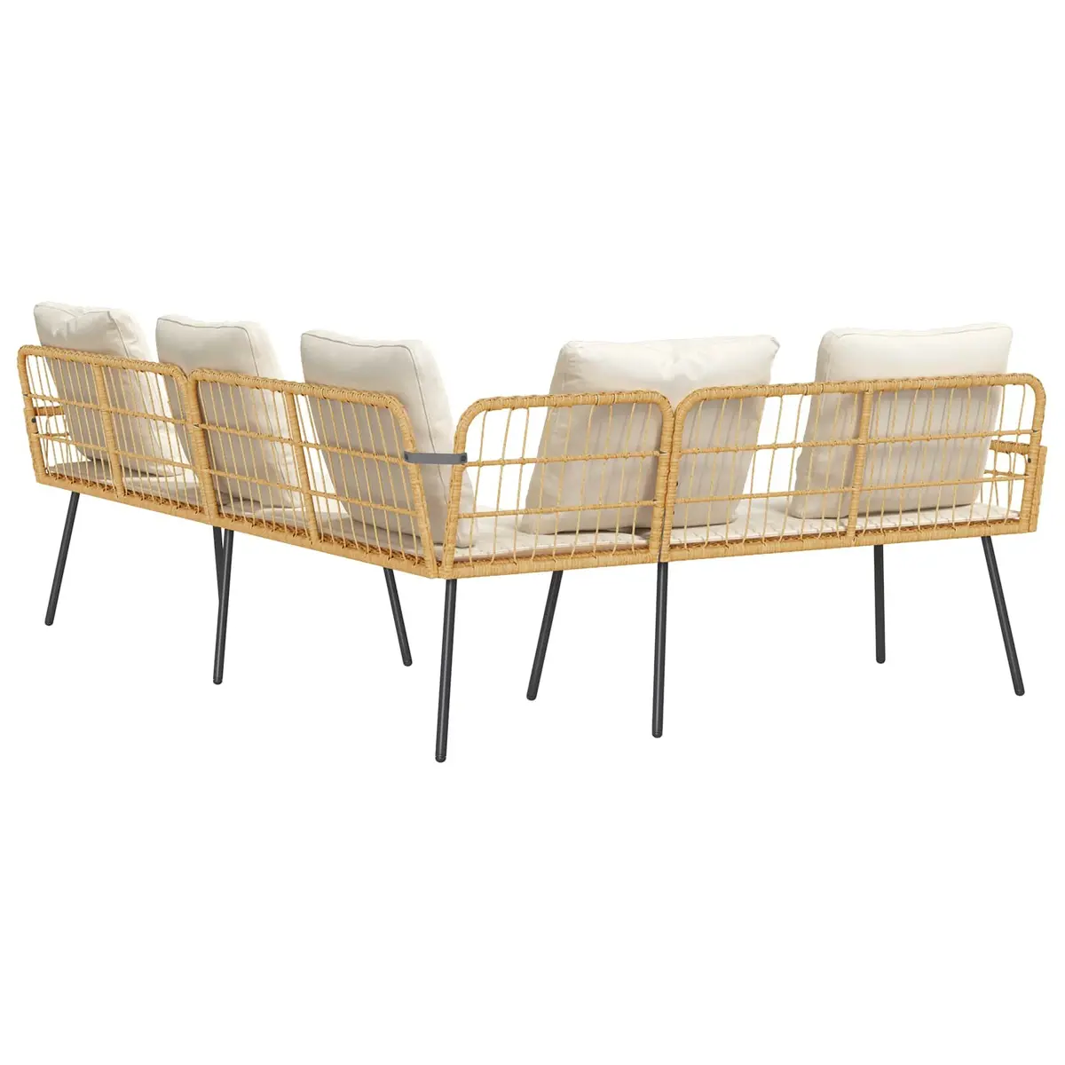 Outdoor Garden Sofa L-Shaped 5-Seater Steel Frame