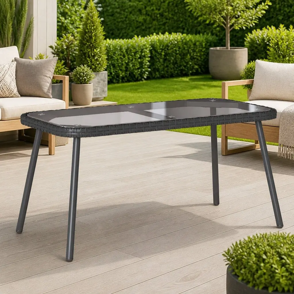Outdoor Coffee Table Black Poly Rattan 90 x 45 x 43 cm