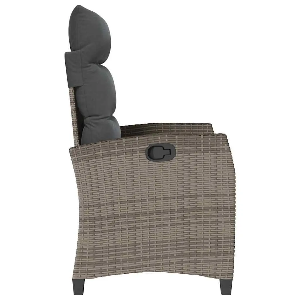 Reclining Garden Chair Adjustable Backrest with Foldable Side Table Grey