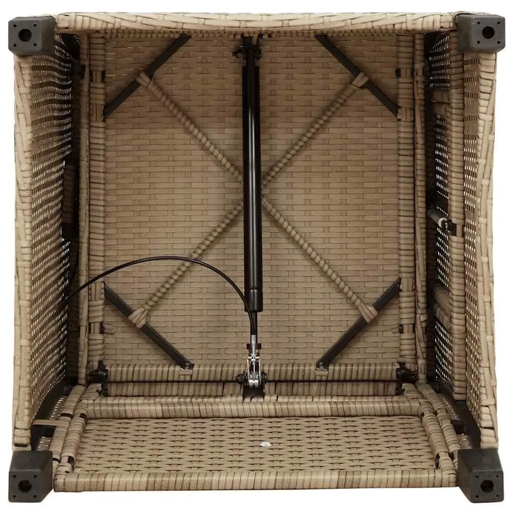 Reclining Garden Chair Beige Poly Rattan Adjustable with Foldable Side Table