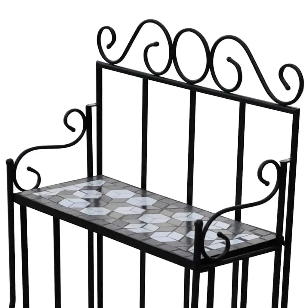 Plant Stand 3-Layer Mosaic Ceramic Display Rack Iron Frame 115 cm