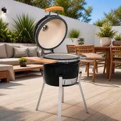 Kamado Barbecue Grill Smoker Ceramic 33cm Black Outdoor Cooking Garden BBQ