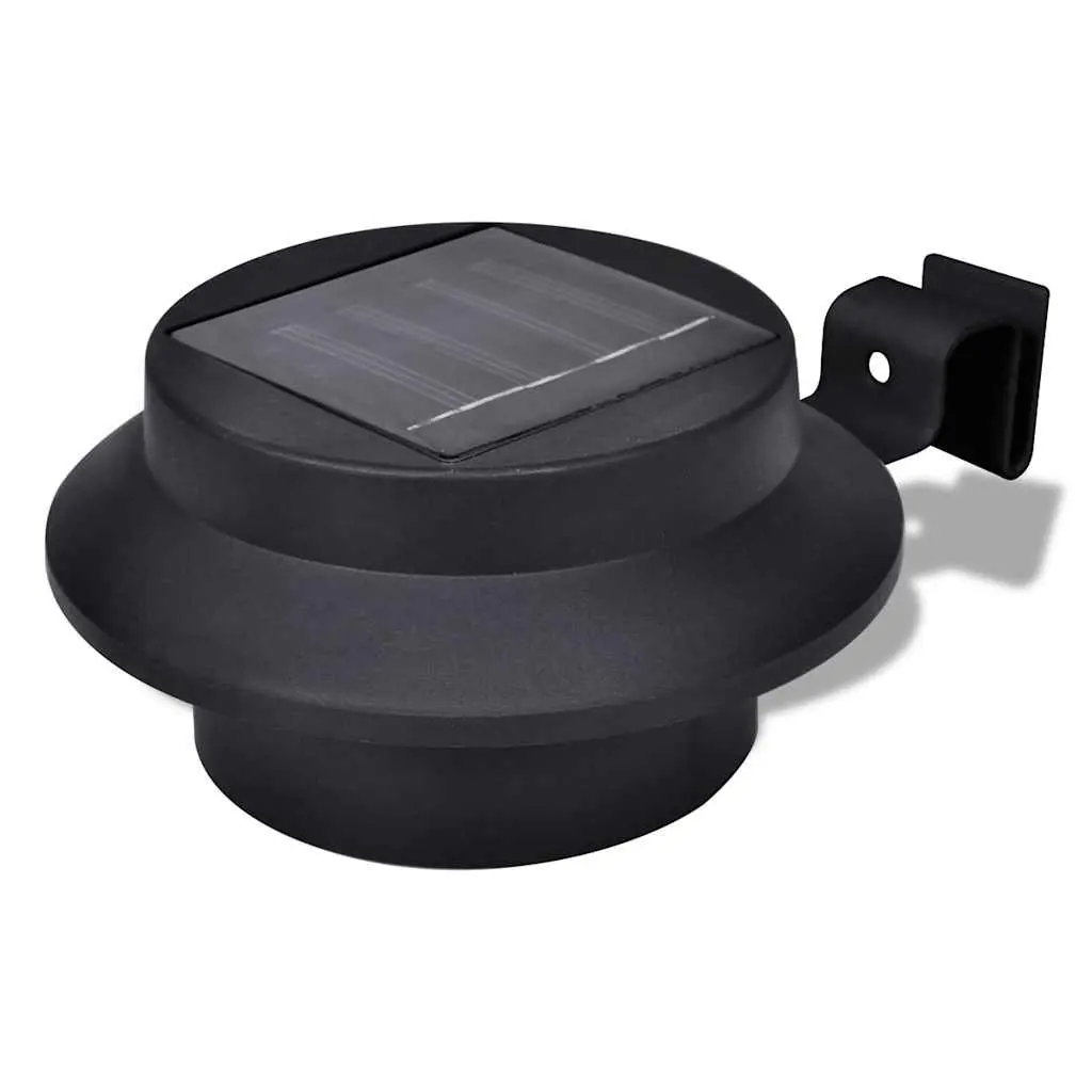 Solar Fence Light Set LED Outdoor Black Auto On Dusk 6 Piece