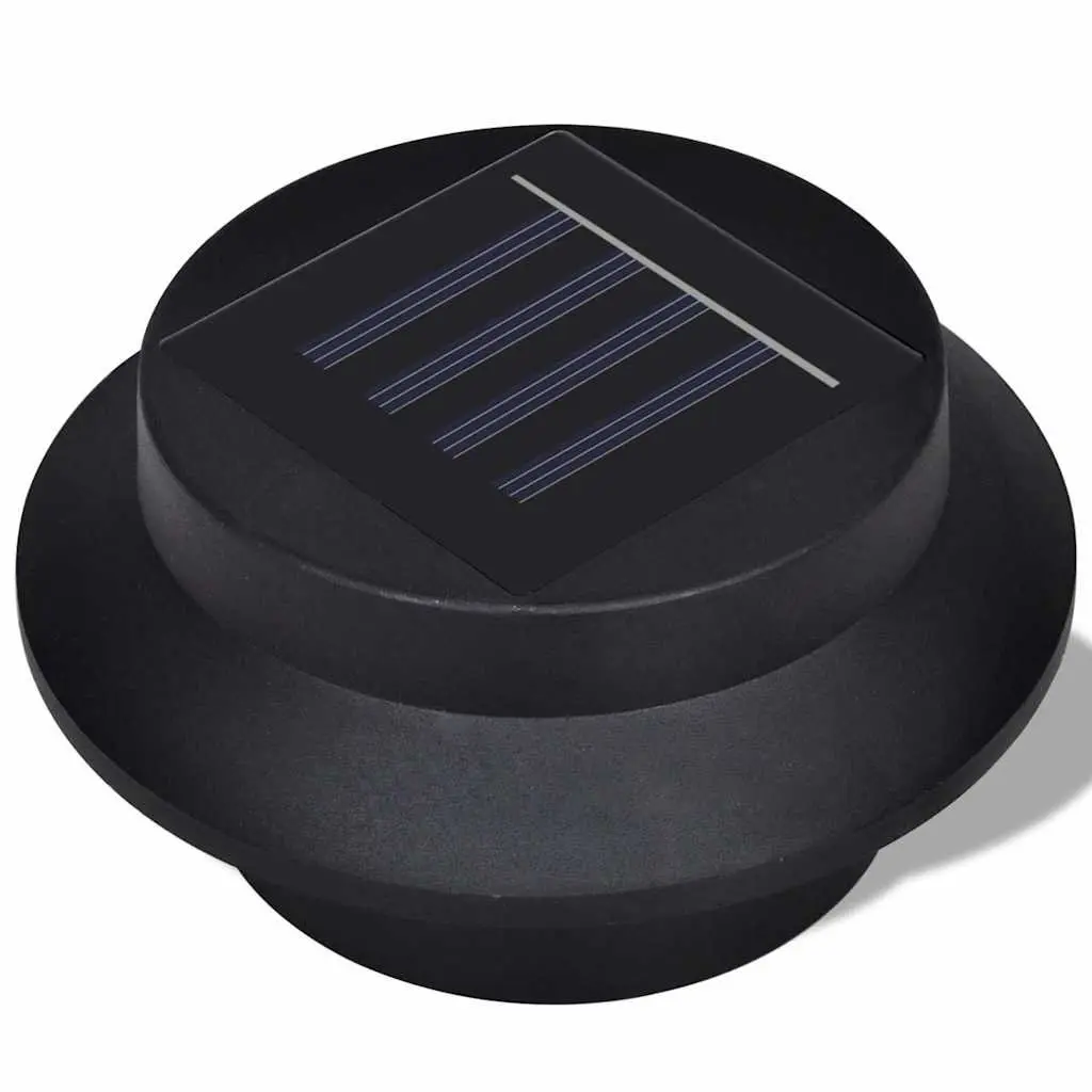Solar Fence Light Set LED Outdoor Black Auto On Dusk 6 Piece