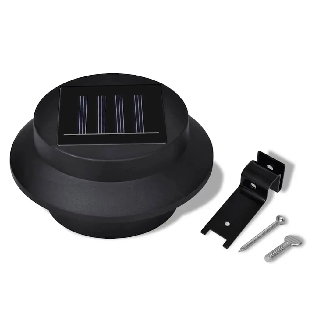 Solar Fence Light Set LED Outdoor Black Auto On Dusk 6 Piece