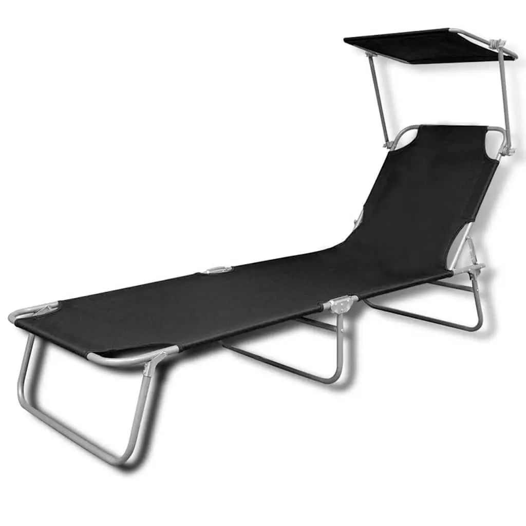 Sun Lounger with Canopy and Backrest