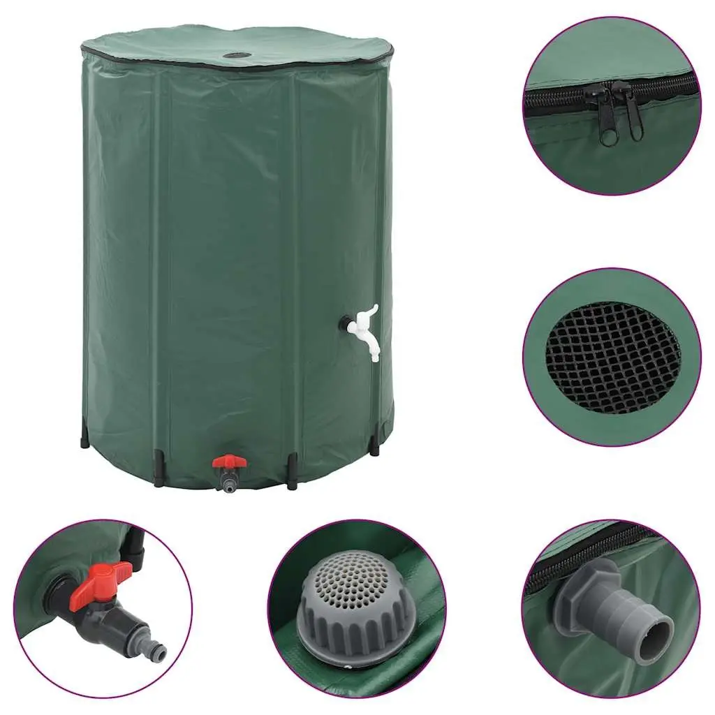 Collapsible Water Tank 250L Green PVC Construction with UV Protection and Corrosion Resistance