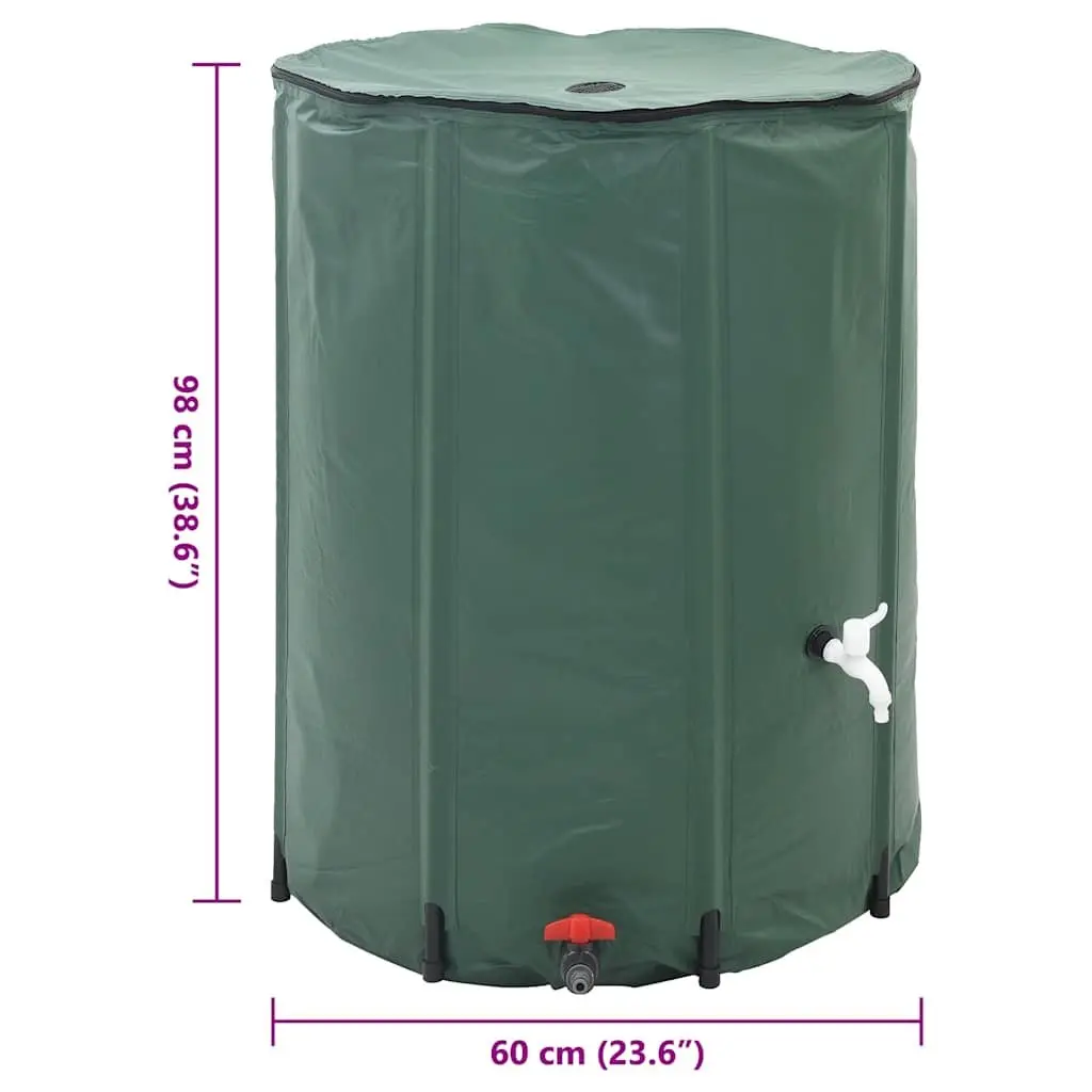 Collapsible Water Tank 250L Green PVC Construction with UV Protection and Corrosion Resistance