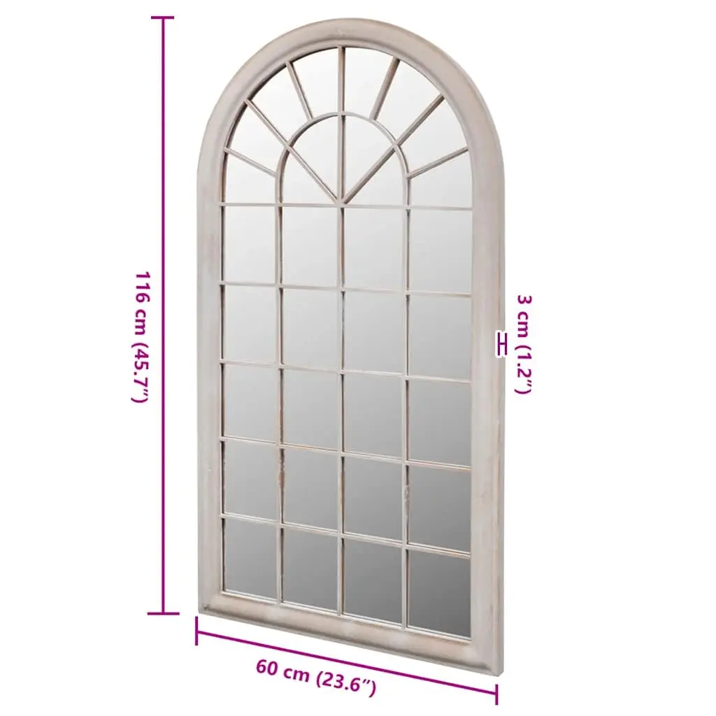 Rustic Arch Garden Mirror 60x116 cm Indoor Outdoor White Reflection Decoration