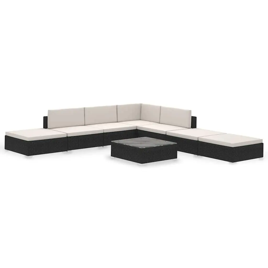 Garden Lounge Set 8 Piece Outdoor Furniture Poly Rattan Black Patio Seating