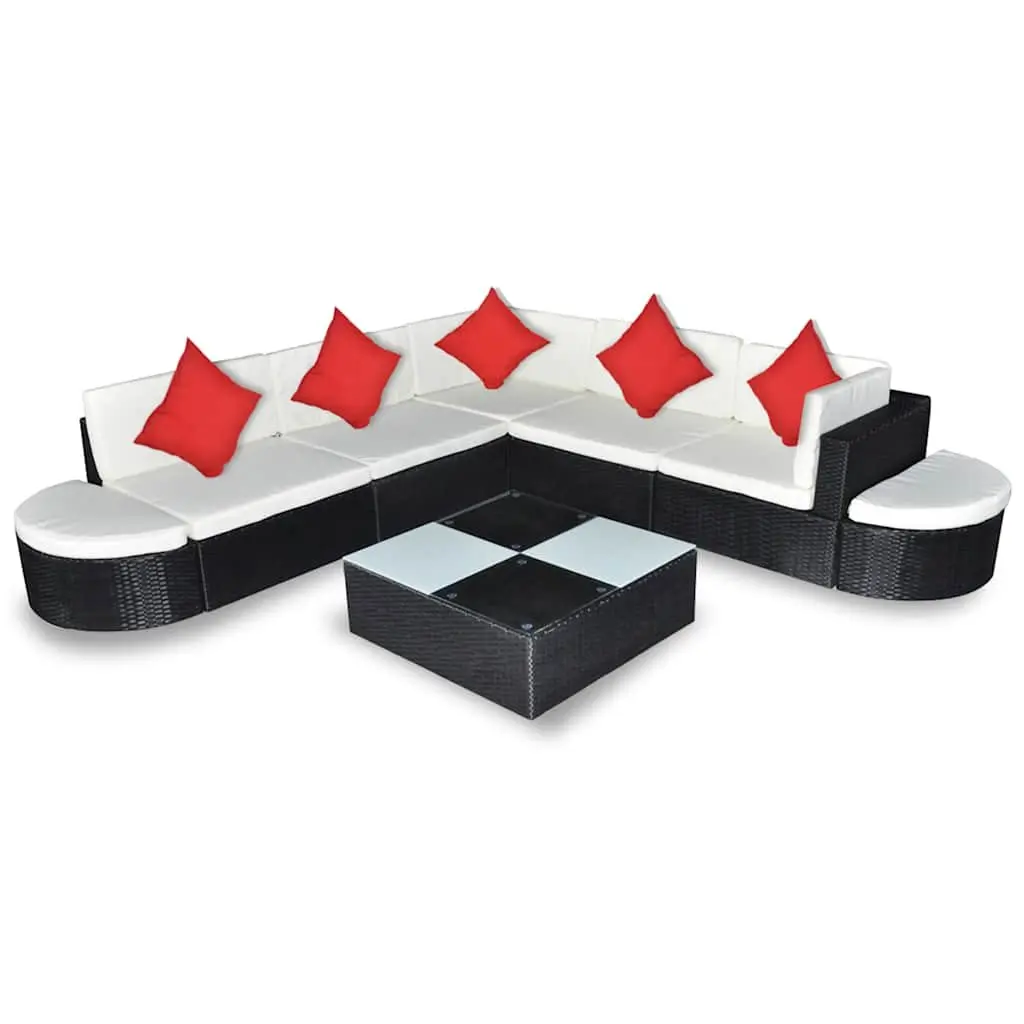 Garden Lounge Set 8 Piece Outdoor Patio Furniture Rattan Sectional Black