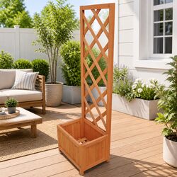 Your Outdoor Garden Companion: Brown Wood Trellis Planter 40x30x135cm