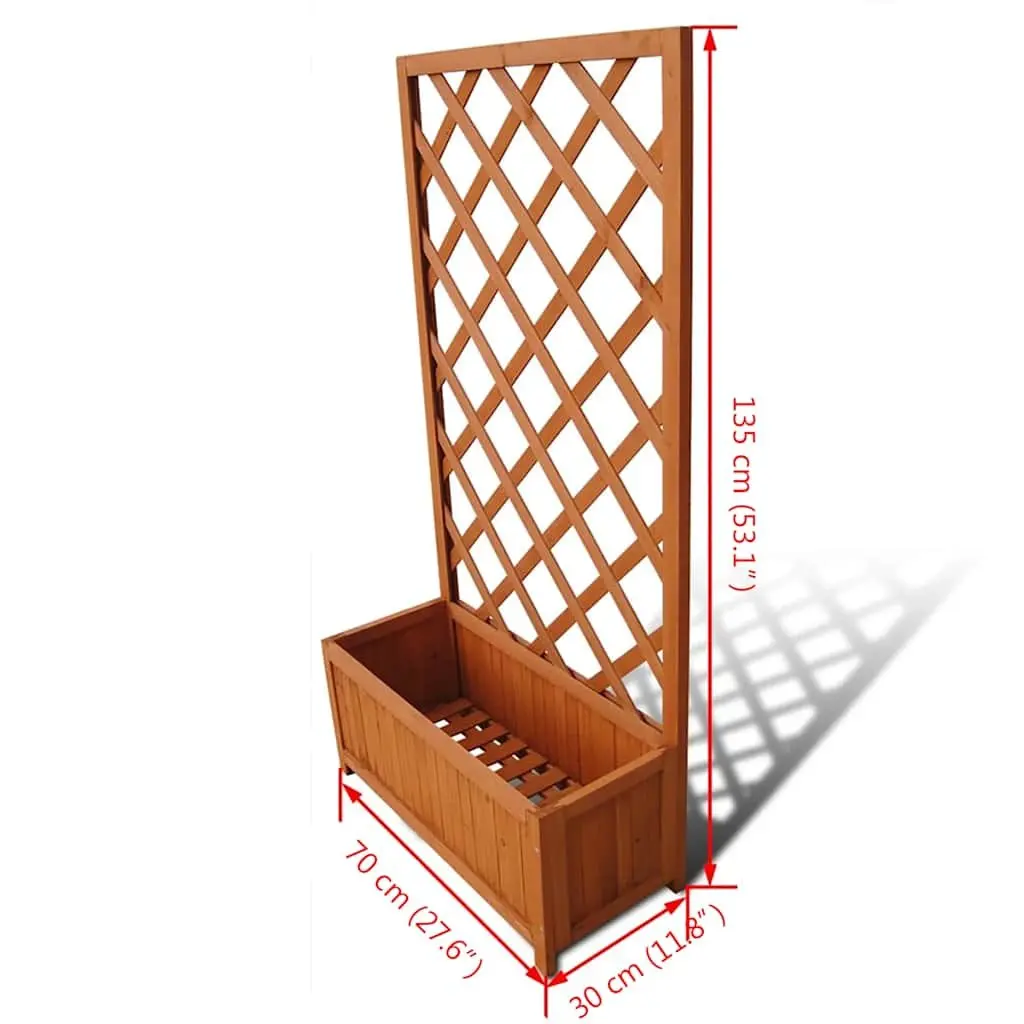 Wooden Trellis Planter Box Large Flower Garden Outdoor 70x30x135cm Brown