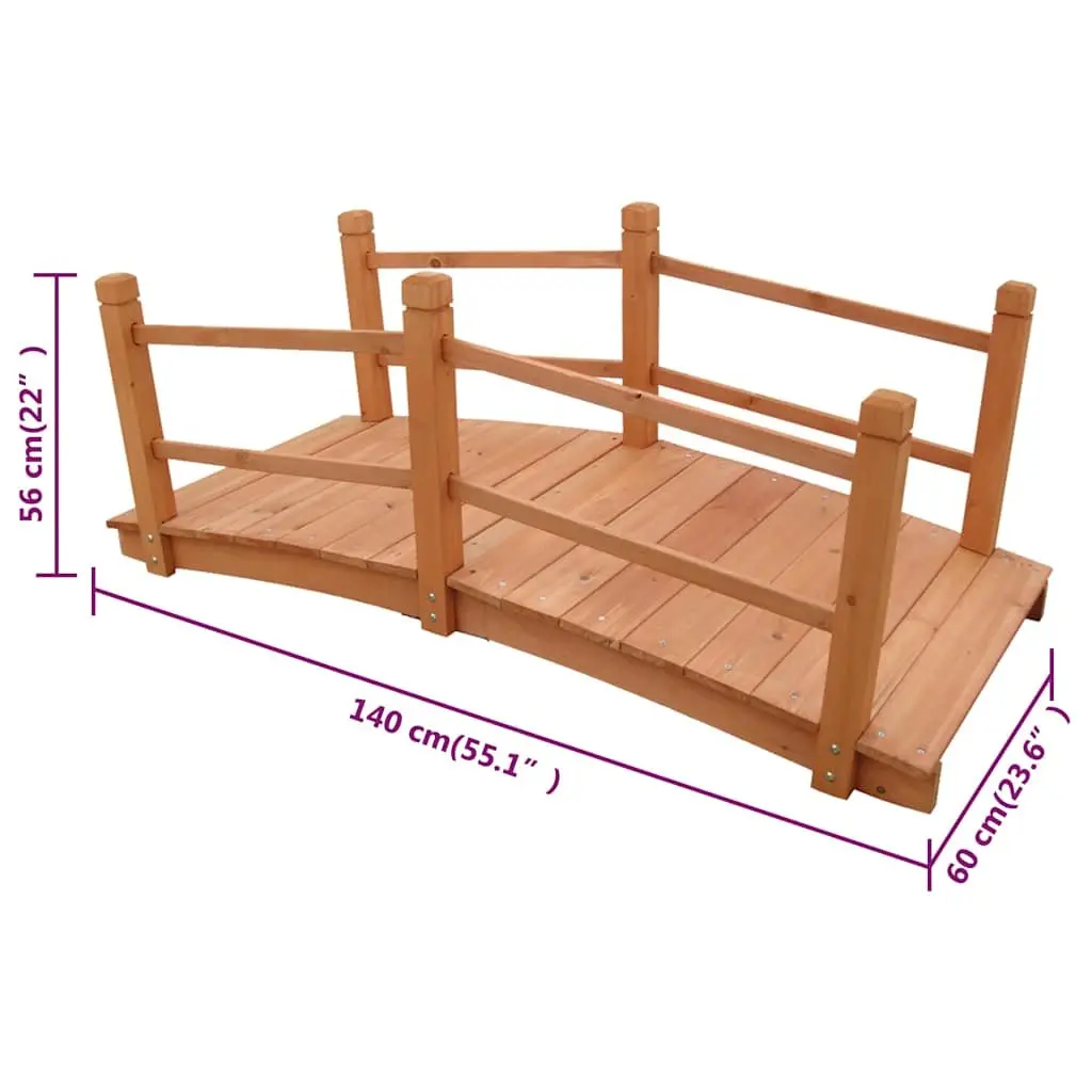 Garden Bridge Wooden Decorative Structure with Double Handrails 140cm