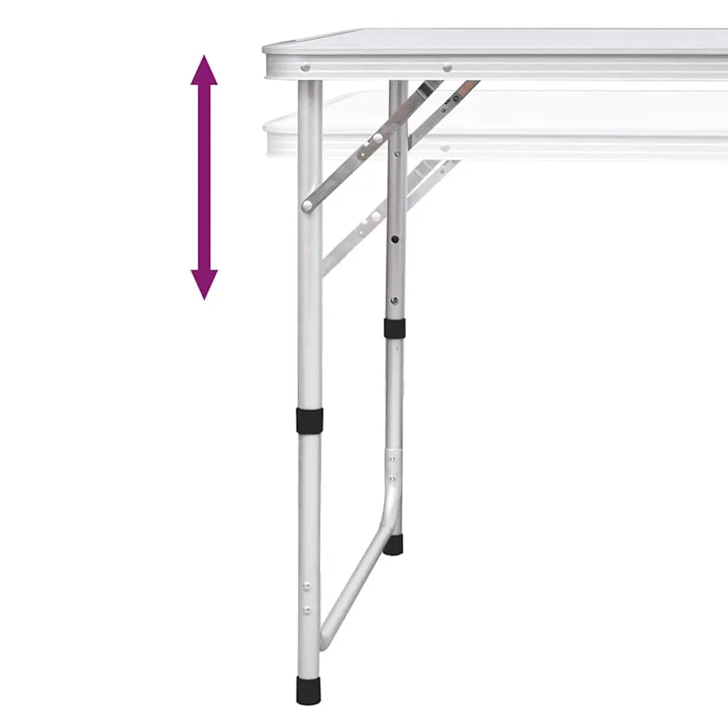 Foldable Camping Table Height Adjustable 120 x 60 cm