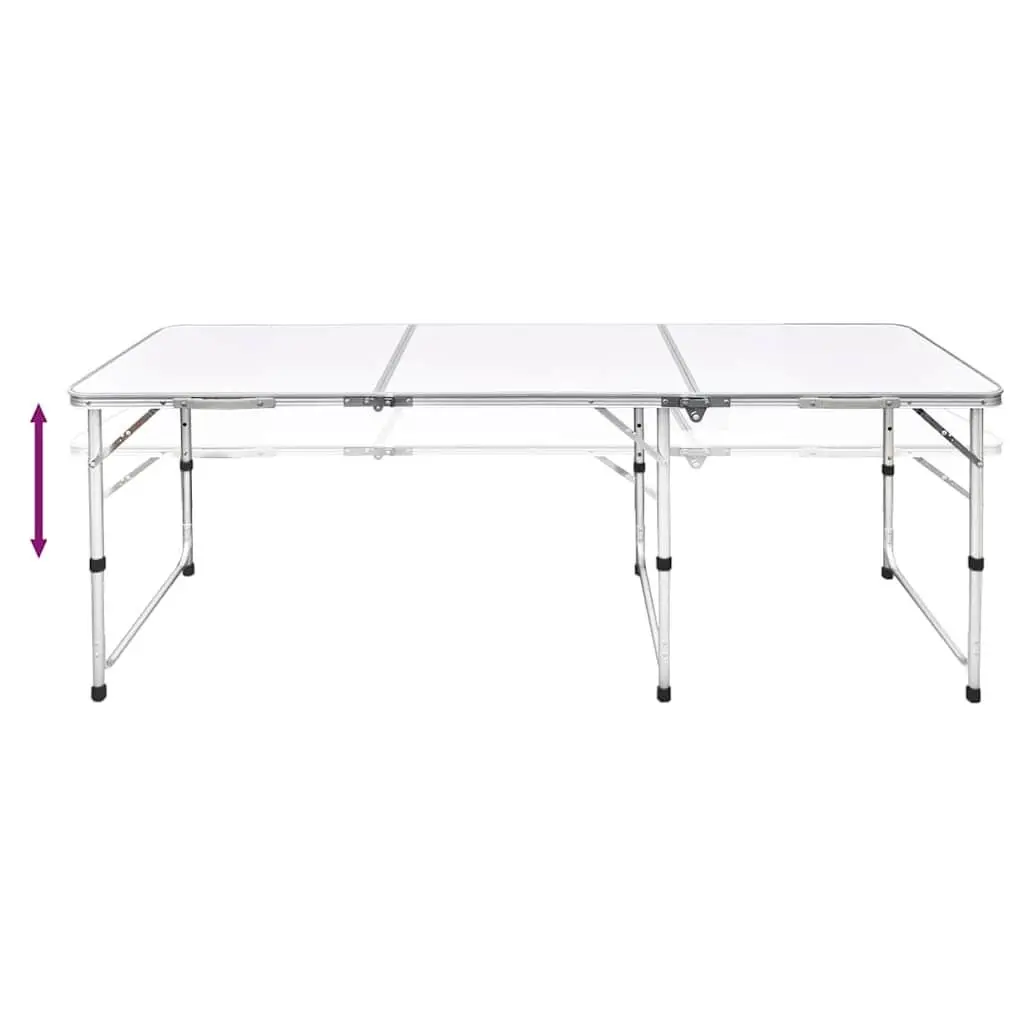 Foldable Camping Table Height Adjustable Portable 180 x 60 cm