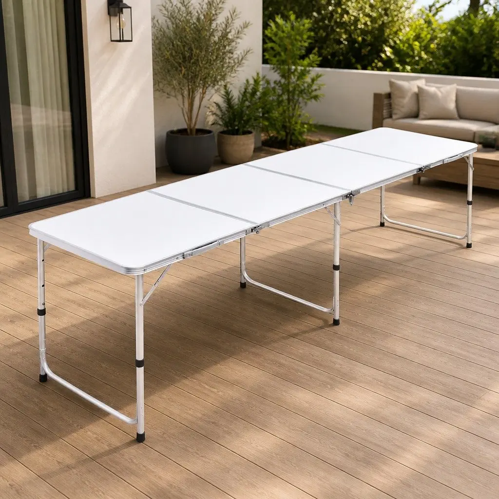 Foldable Camping Table Adjustable Height Portable Outdoor Picnic Garden