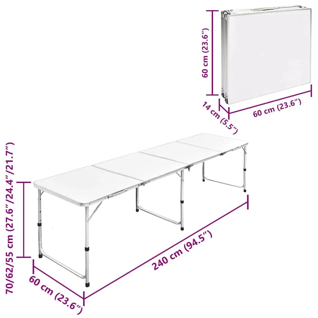 Foldable Camping Table Adjustable Height Portable Outdoor Picnic Garden