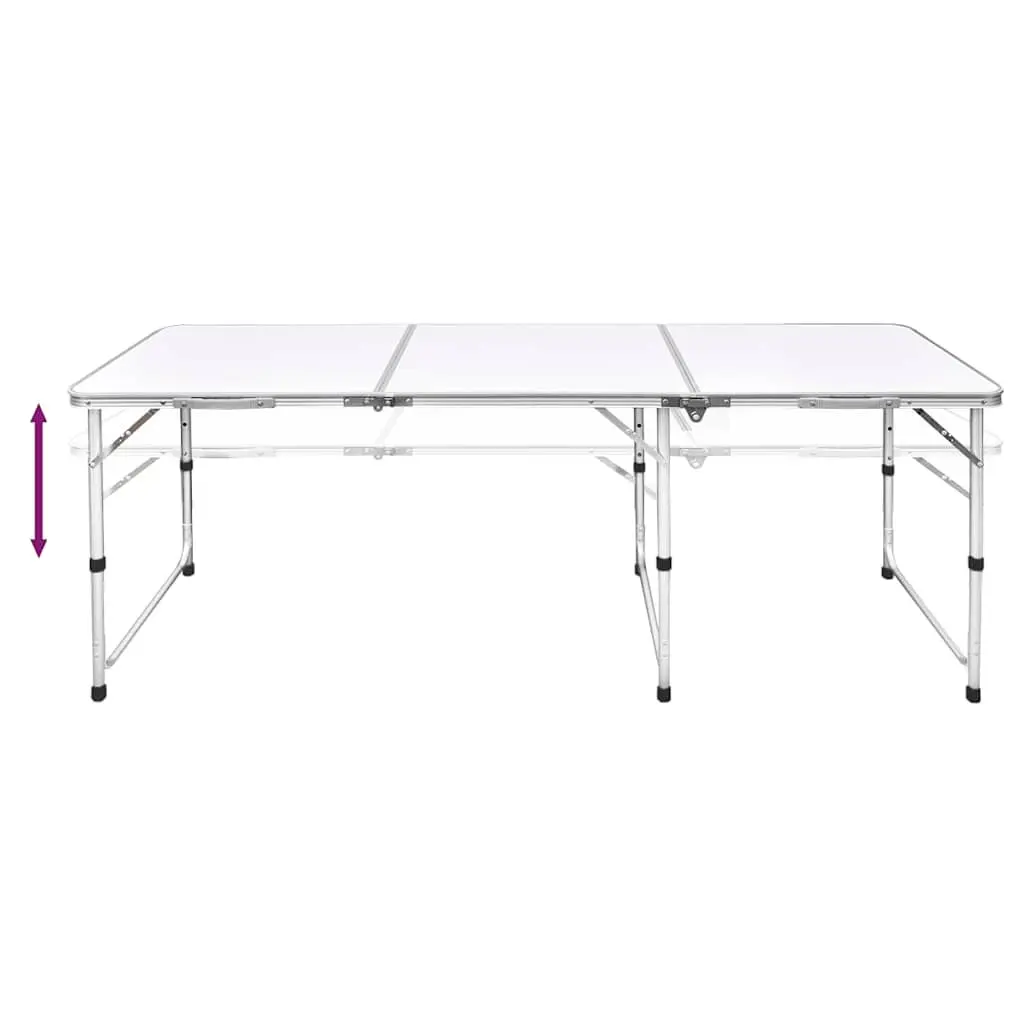 Foldable Camping Table Set Height Adjustable 180 x 60 cm with 6 Stools
