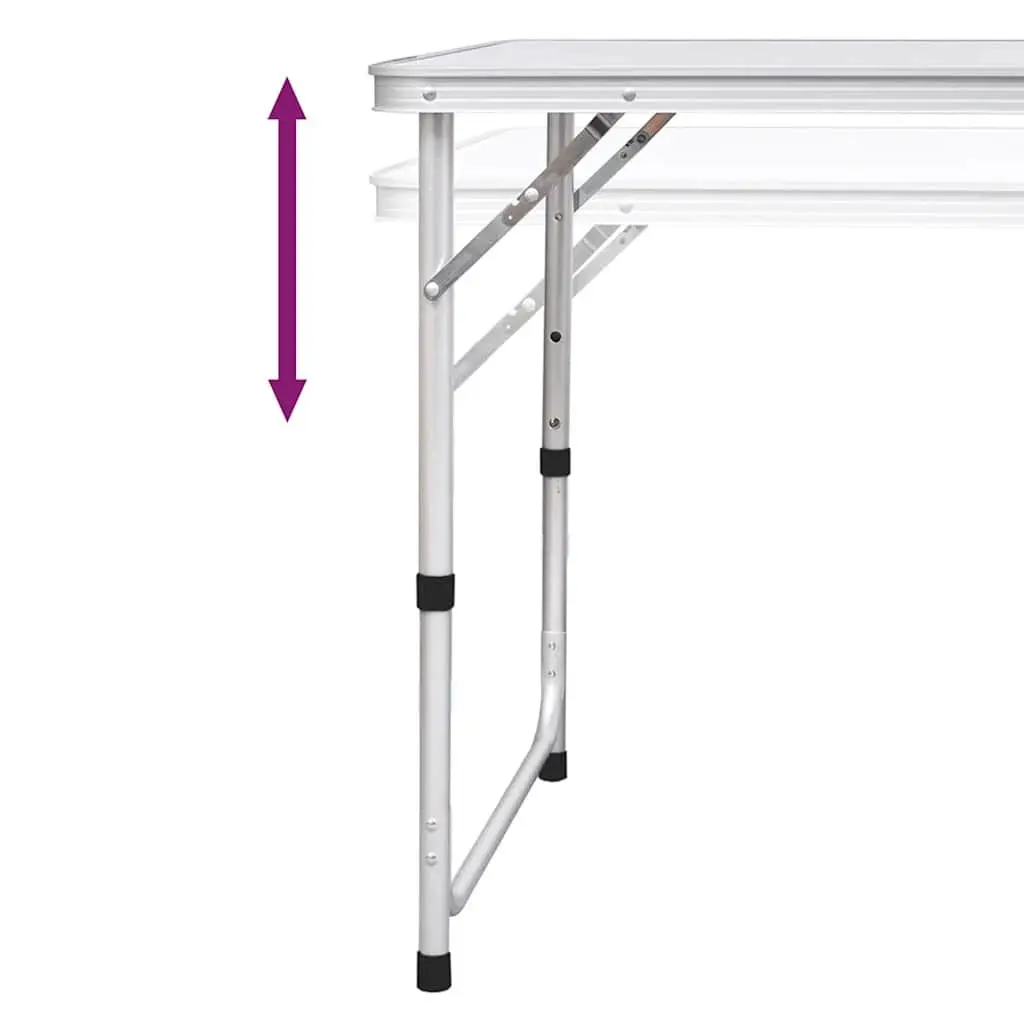 Foldable Camping Table Set Height Adjustable 180 x 60 cm with 6 Stools