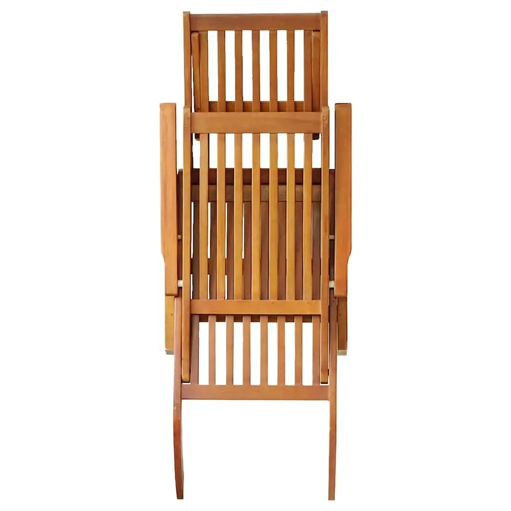 Outdoor Sun Lounger Adjustable 5-Position Acacia Wood Deck Chair with Footrest