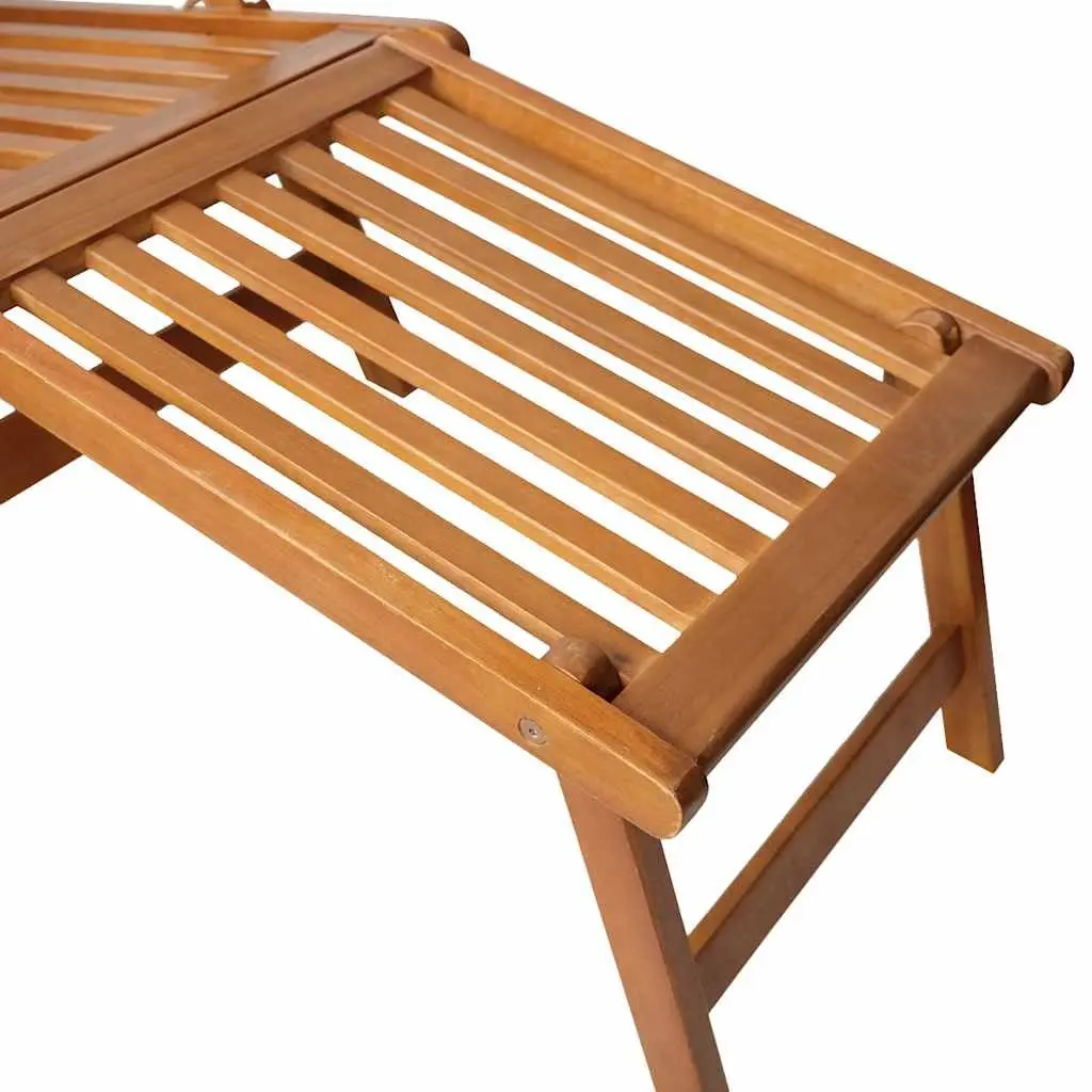 Outdoor Sun Lounger Adjustable 5-Position Acacia Wood Deck Chair with Footrest