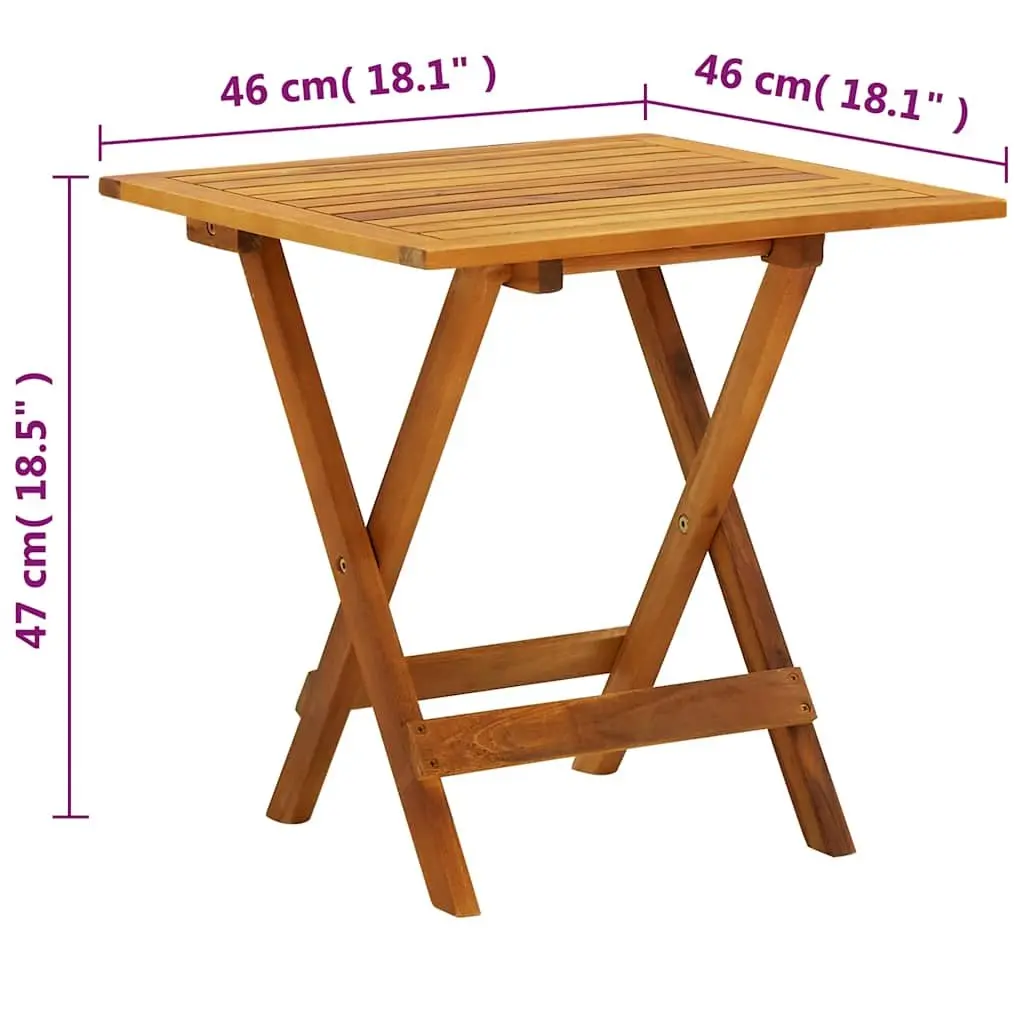 Bistro Table Folding Wooden 46x46x47 cm Coffee Side Table Indoor Outdoor Garden