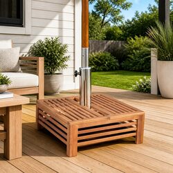 Your Outdoor Space Needs This Wooden Parasol Stand Cover