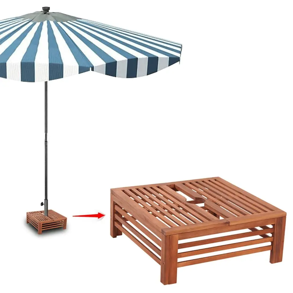 Decorative Wooden Acacia Side Table Parasol Stand Cover for Outdoor Garden Use
