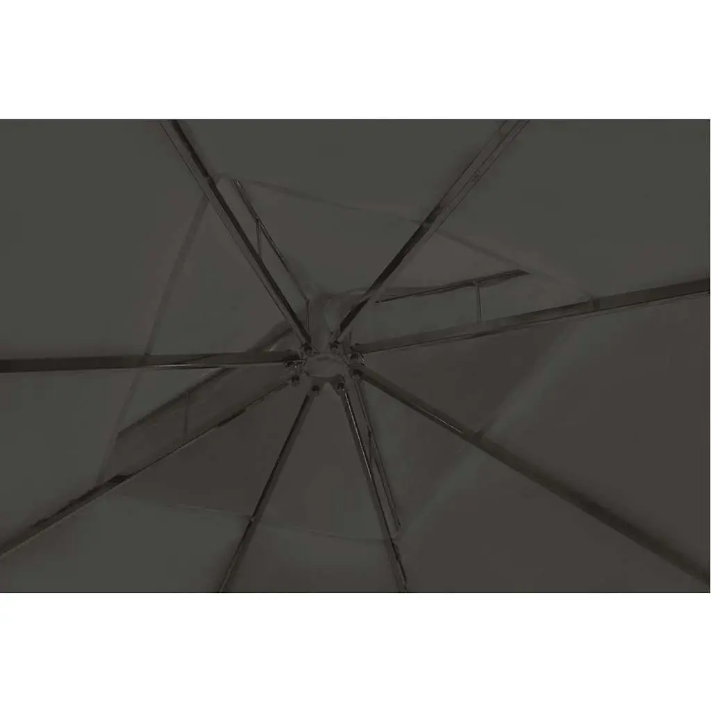 Outdoor Gazebo Poly Rattan 3x3m Garden Patio Sunshade Shelter Grey Roof
