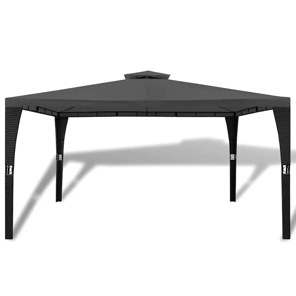 Garden Gazebo Poly Rattan Wicker 3x4m Sunshade Pavilion Grey Roof
