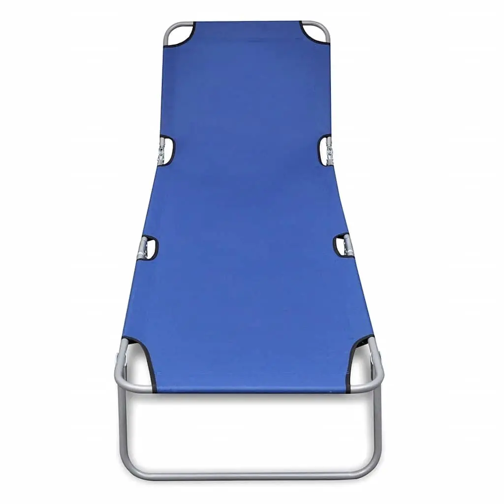 Folding Sun Lounger Adjustable Backrest Blue