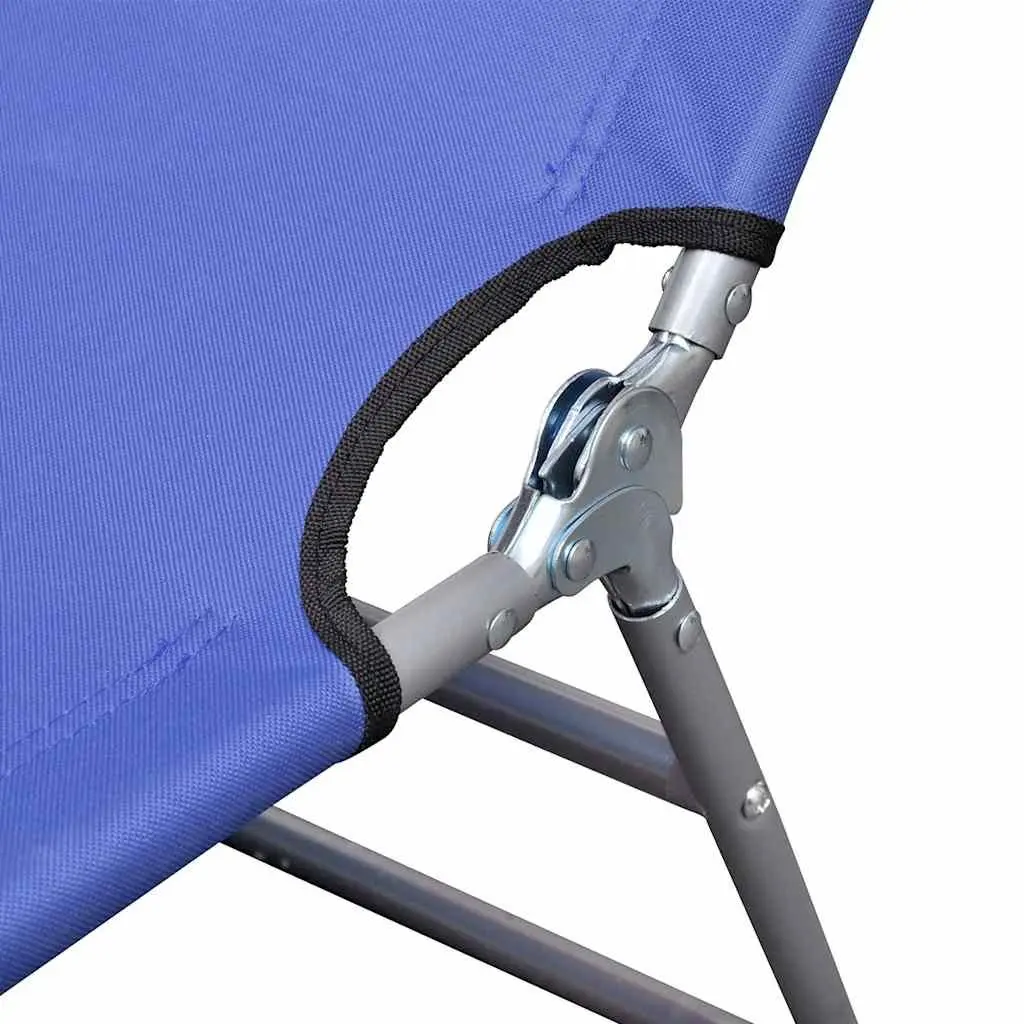 Folding Sun Lounger Adjustable Backrest Blue