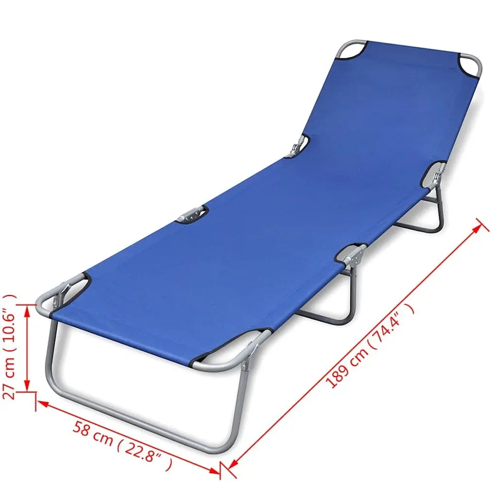 Folding Sun Lounger Adjustable Backrest Blue