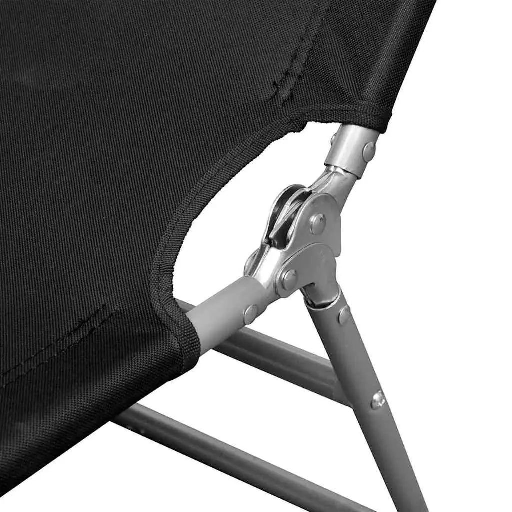 Folding Sun Lounger Adjustable Backrest Outdoor Garden Reclining Chair Black