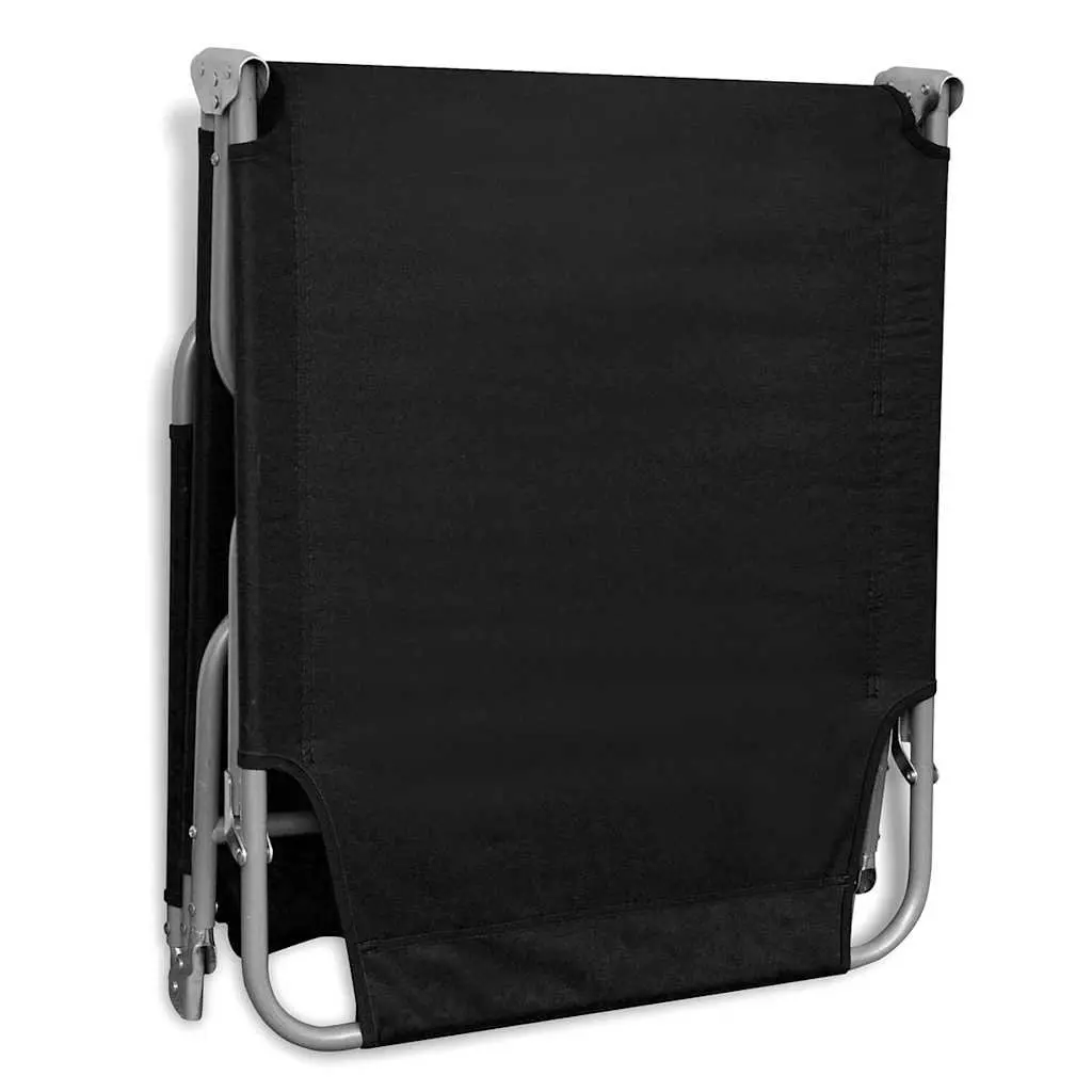 Folding Sun Lounger Adjustable Backrest Outdoor Garden Reclining Chair Black