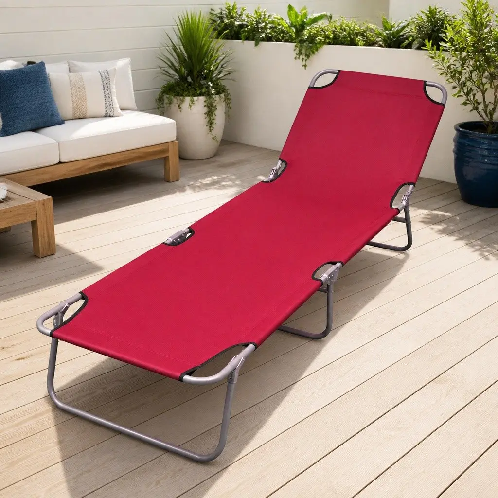 Red Folding Sun Lounger