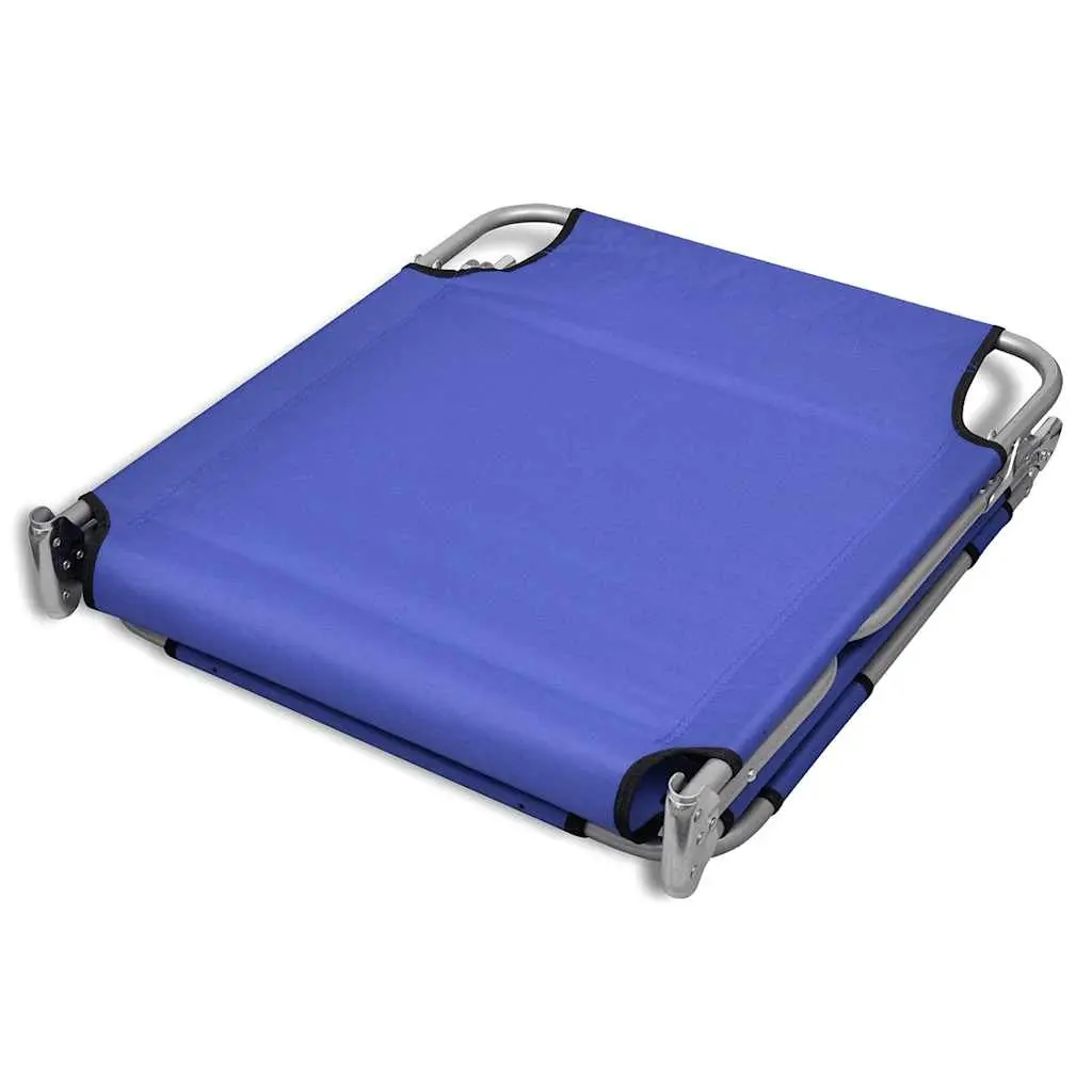 Folding Sun Lounger Adjustable Backrest with Head Cushion Blue