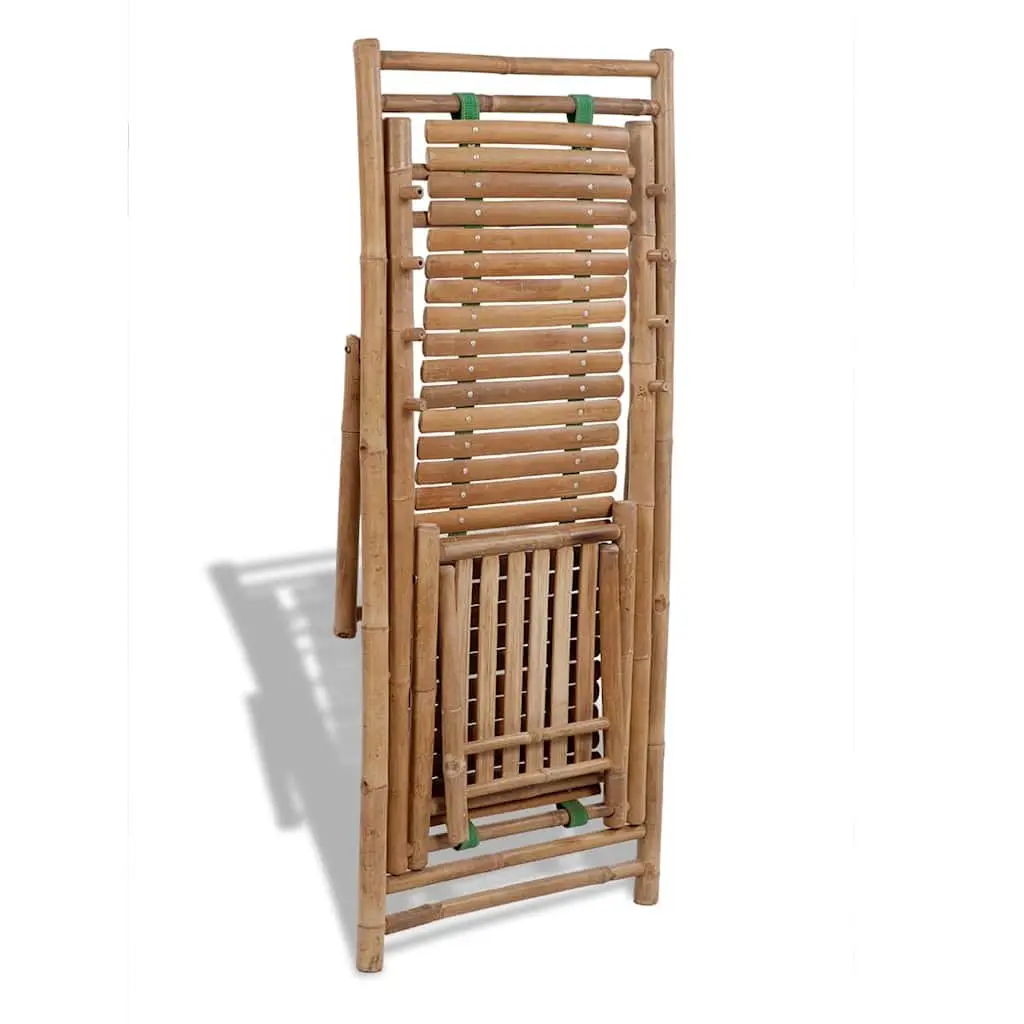 Bamboo Outdoor Deck Chair with Footrest Sun Lounger Garden Patio Relaxation