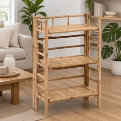 3-Tier Bamboo Plant Rack Brown Shelf Garden Patio Display Stand Organiser