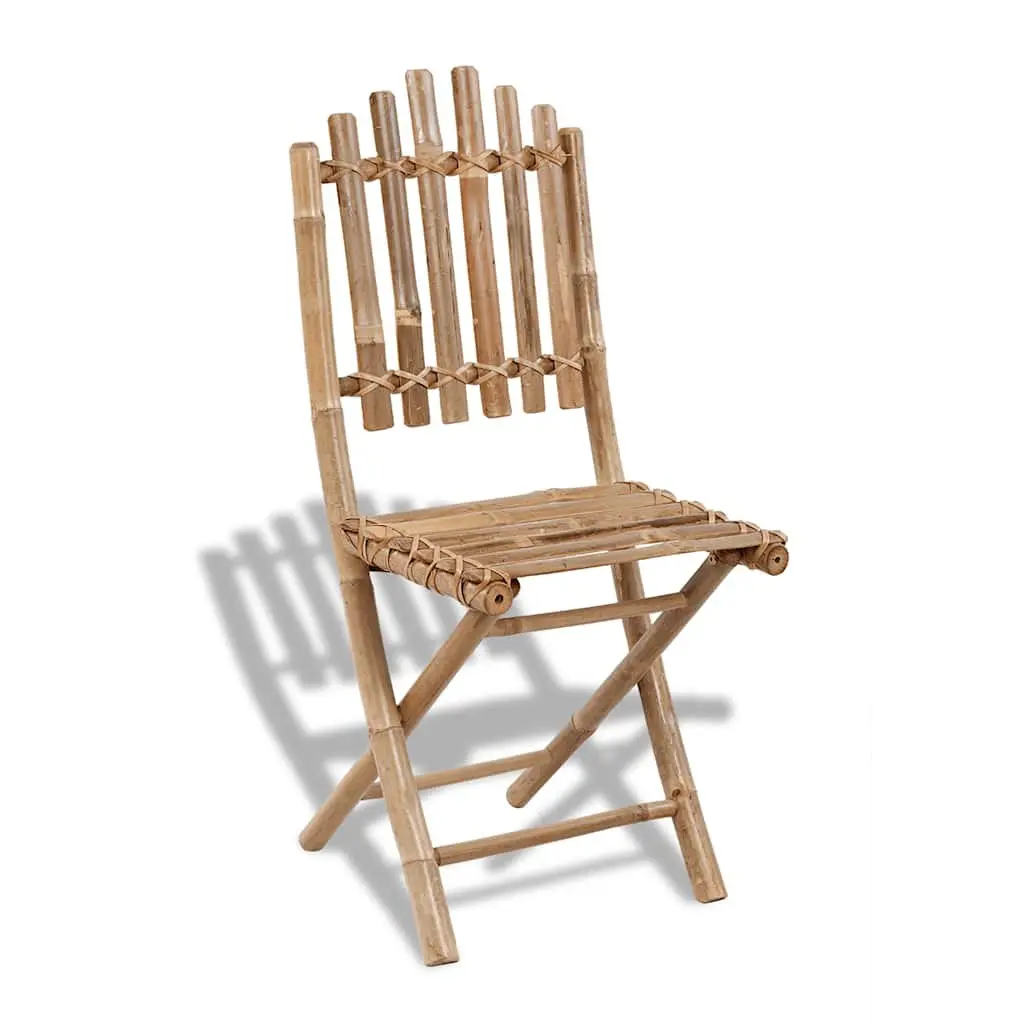 Outdoor Dining Set Folding Brown Bamboo 5 Piece
