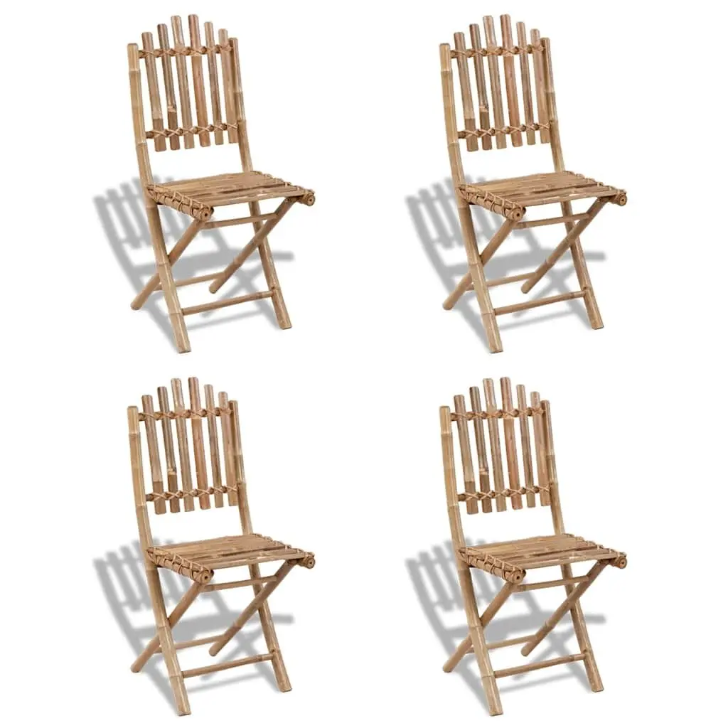 Outdoor Dining Set Folding Brown Bamboo 5 Piece