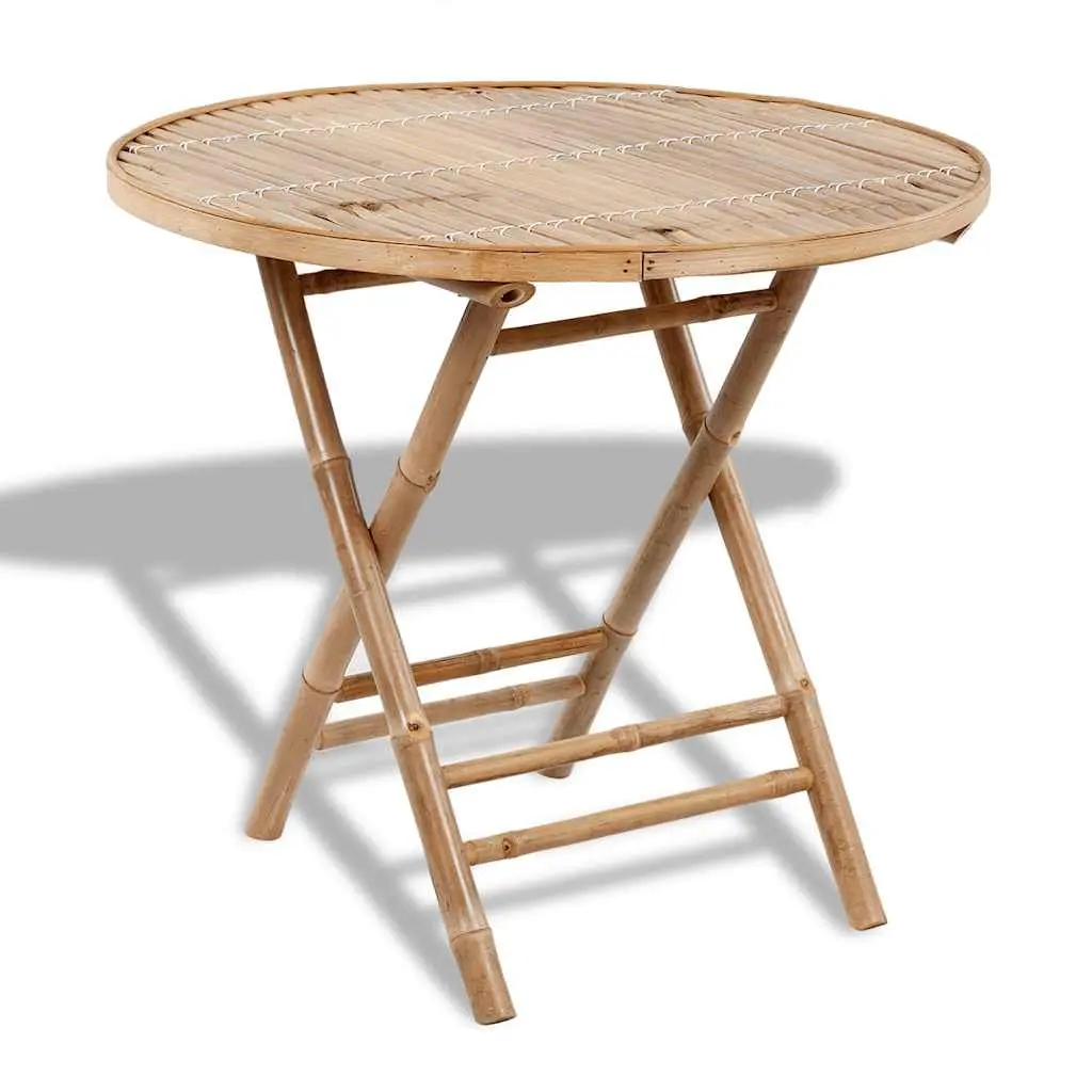 Outdoor Dining Set Folding Brown Bamboo 5 Piece