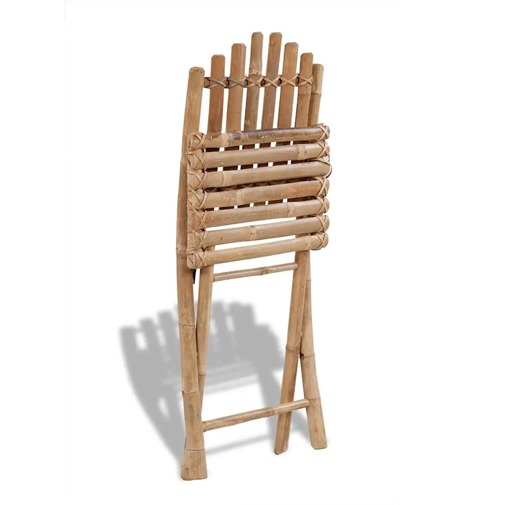 Outdoor Dining Set Folding Brown Bamboo 5 Piece