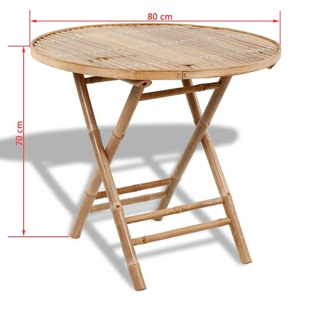 Outdoor Dining Set Folding Brown Bamboo 5 Piece