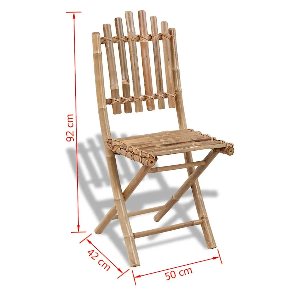 Outdoor Dining Set Folding Brown Bamboo 5 Piece