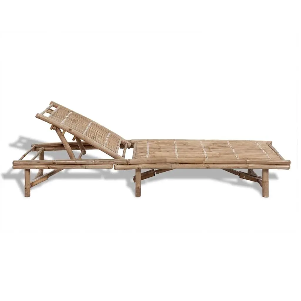 Adjustable Reclining Chair Bamboo Sun Lounger Outdoor Garden Patio Furniture